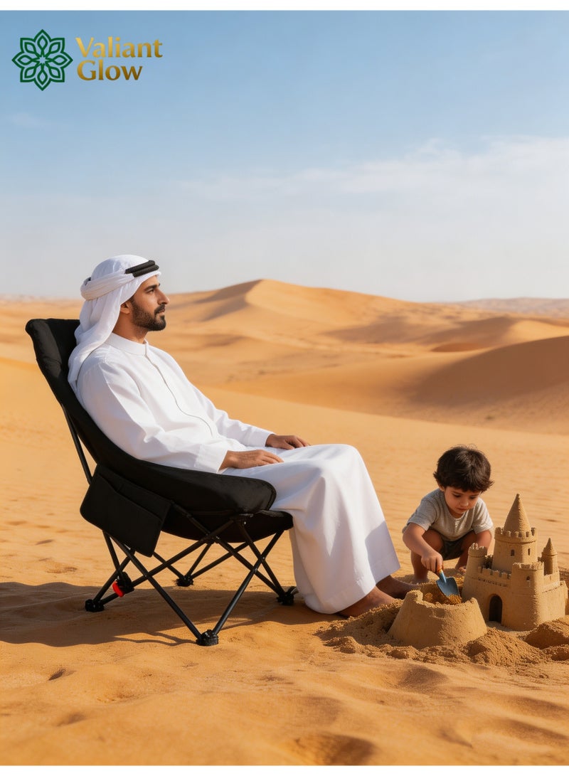Valiant Glow Outdoor portable camping chair | reclining chair | three-position adjustable angle | lightweight folding camping chair, 200 kg load capacity, high-back padded beach chair with armrests and portable carrying case, suitable for camping, traveling, hiking and beach activities. - Image 5